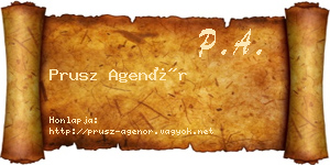 Prusz Agenór névjegykártya